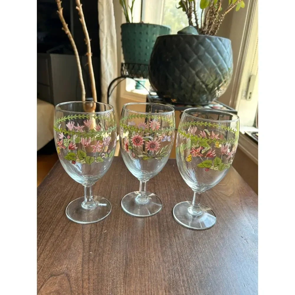 Set of 3 Portmeirion Botanic Garden Footed Iced Teas 16 oz / 7